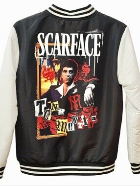Universal Studios Scarface Tony Montana Graphic Varsity Jacket